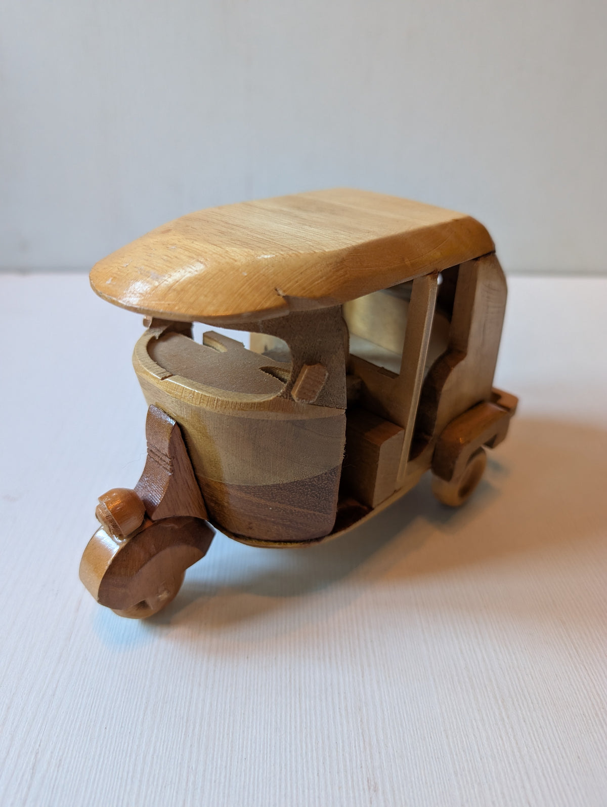 Vintage Wooden Tuk-Tuk/Auto-Rickshaw Toy Vehicle