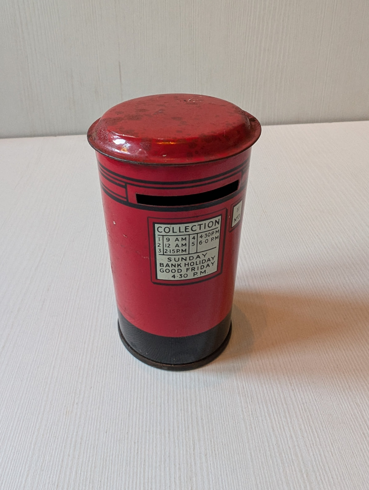 Vintage National Savings Post Office Pillar Money Box Tin - 1950s