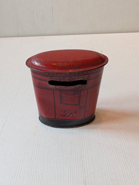 Vintage Chad Valley Harborne No. 10012 Post Office Pillar Box Money Tin - 1950s