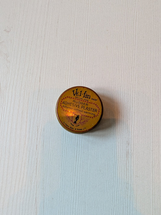 Vintage Vel-Fin Rubber Adhesive Plaster First-Aid Small Tin (Empty)
