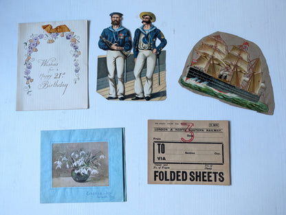 Antique and Vintage Paper Ephemera Bundle - x10 Pieces For Scrapbooking/Crafts #5