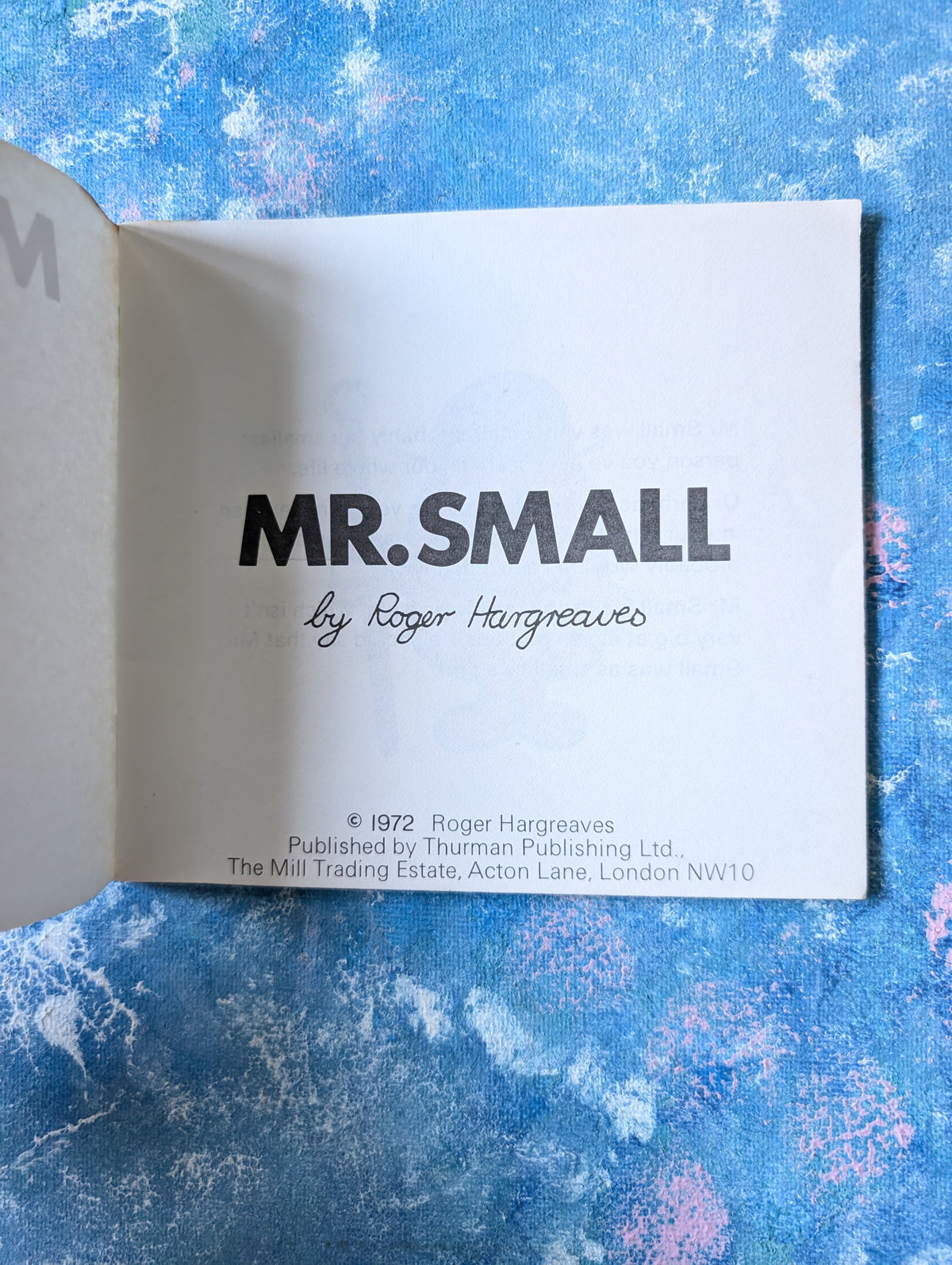 Mr Small by Roger Hargreaves - 1972 - Thurman Publishing Ltd