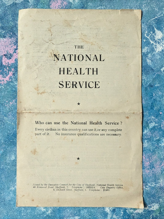 Vintage National Health Service NHS Information Leaflet - 1948