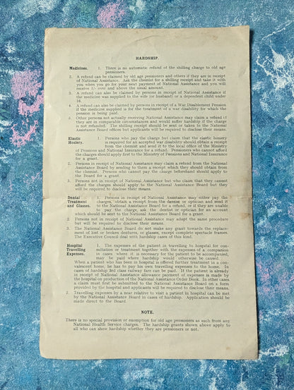 Vintage National Health Service NHS Information Leaflet - 1948