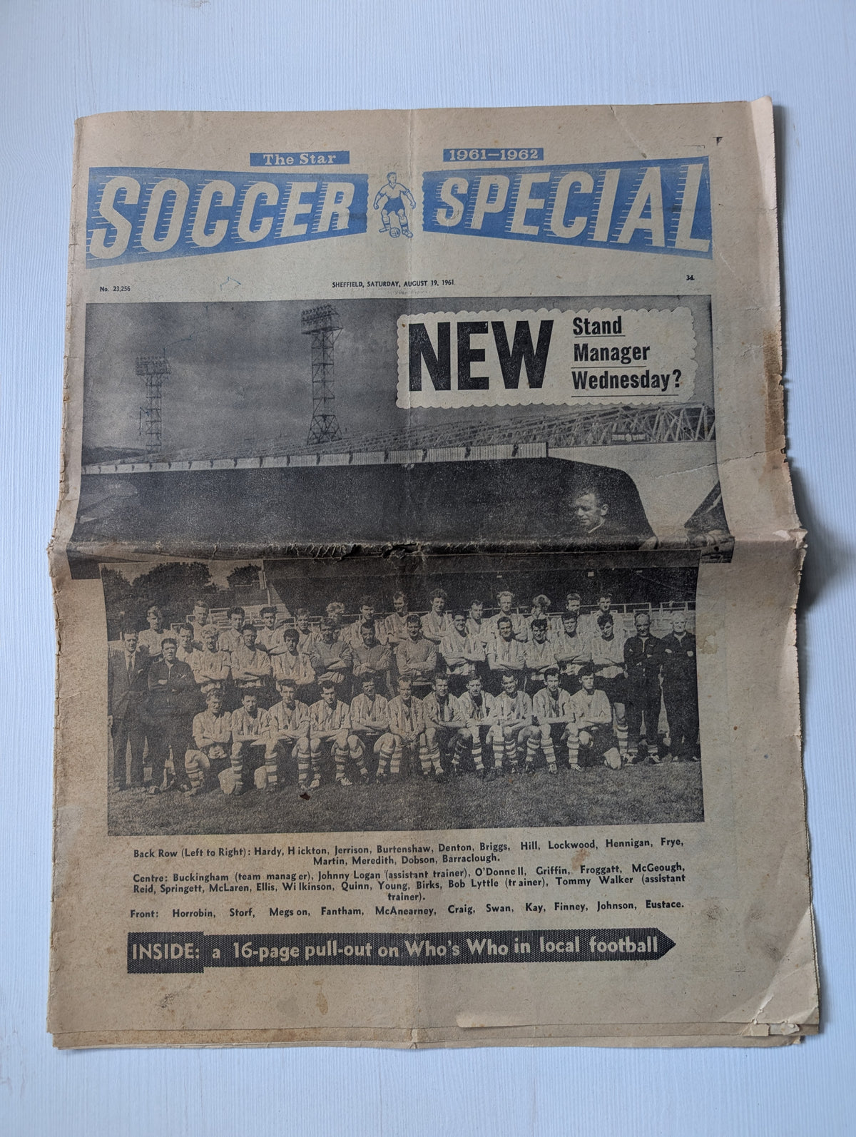 Sheffield Star Newspaper August 19, 1961 - Soccer Special 1961-1962