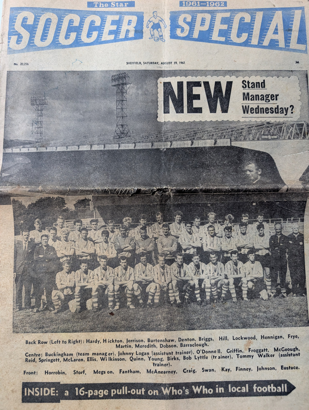 Sheffield Star Newspaper August 19, 1961 - Soccer Special 1961-1962