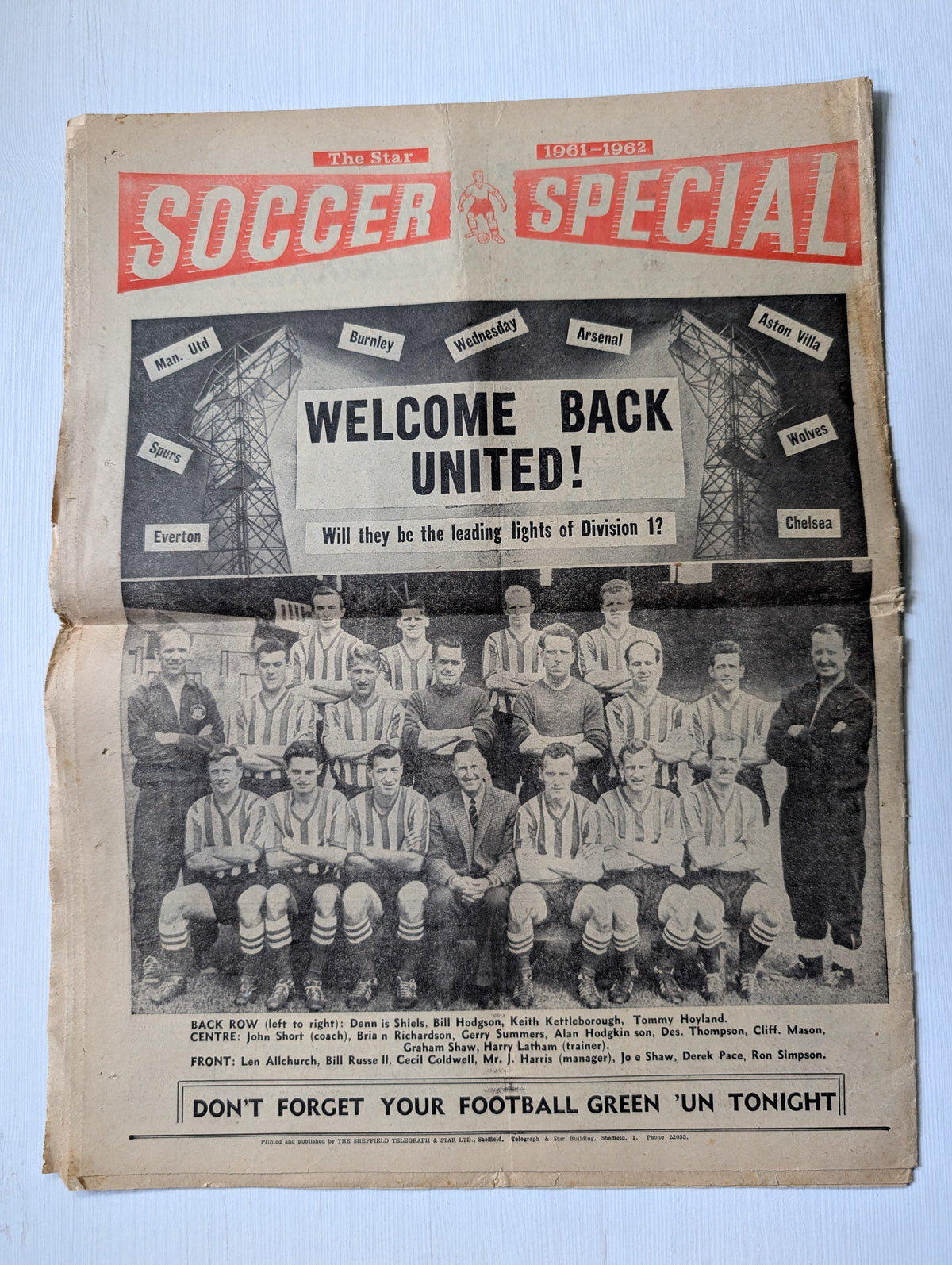 Sheffield Star Newspaper August 19, 1961 - Soccer Special 1961-1962