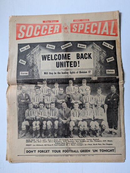 Sheffield Star Newspaper August 19, 1961 - Soccer Special 1961-1962