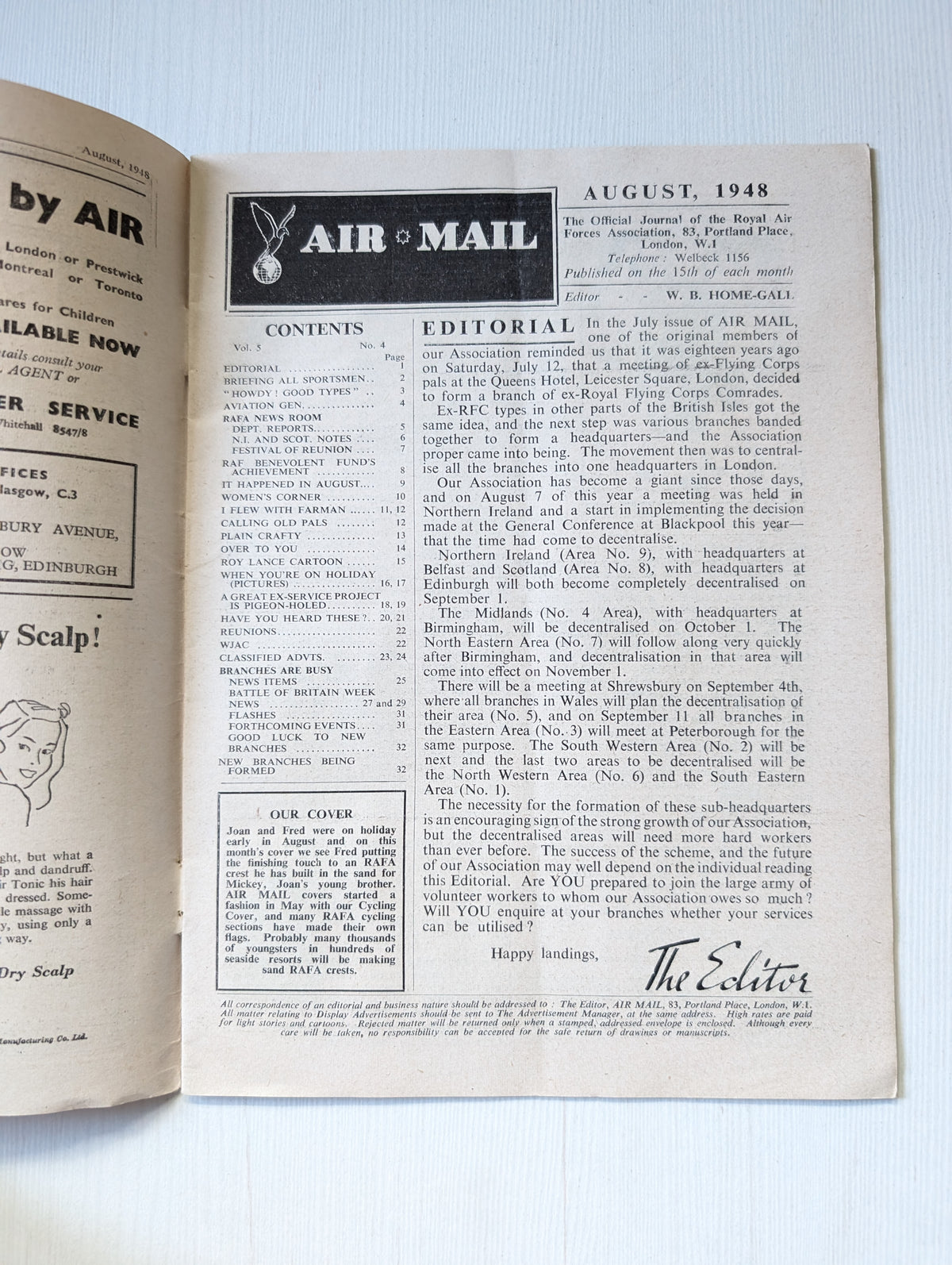 RAFA Journal Air Mail Magazine - August, 1948