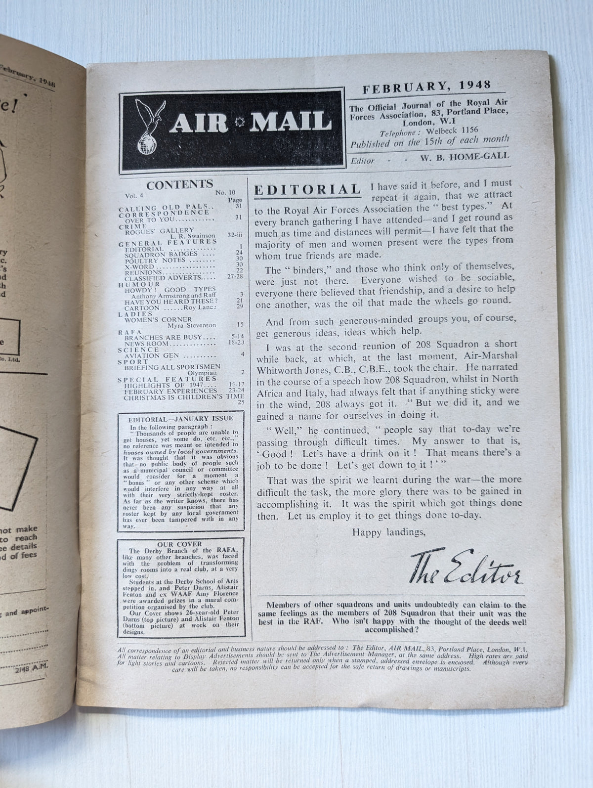 RAFA Journal Air Mail Magazine - February, 1948