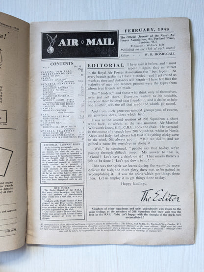 RAFA Journal Air Mail Magazine - February, 1948