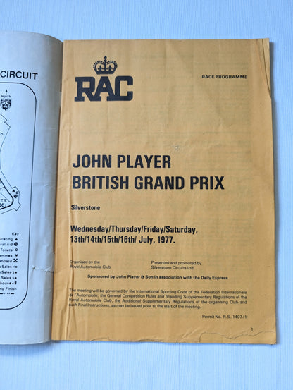 Vintage John Player British Grand Prix 1977 Silverstone Official Race Programme