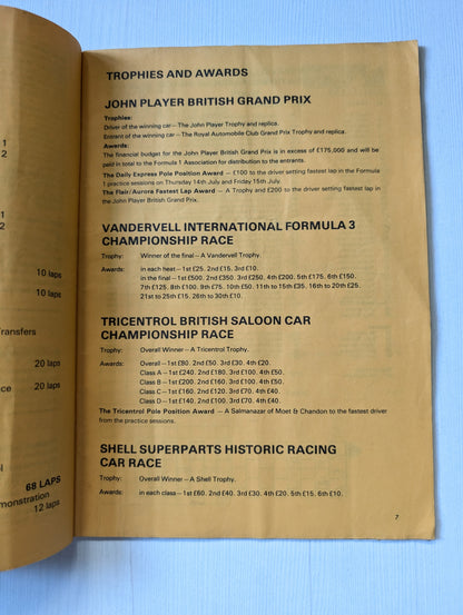 Vintage John Player British Grand Prix 1977 Silverstone Official Race Programme