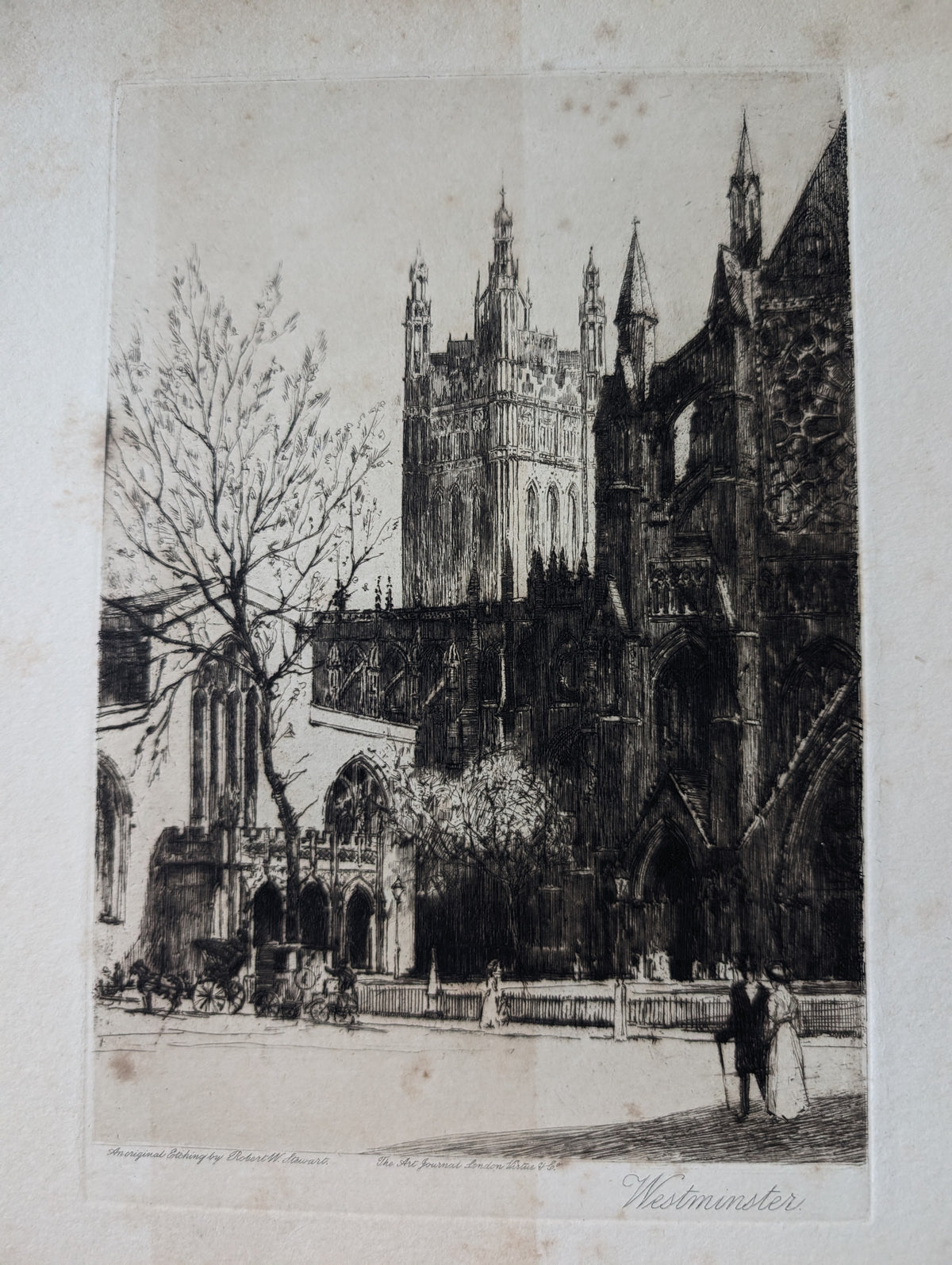Antique Westminster Abbey Etching Print - Unframed