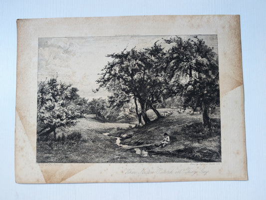 Antique "When Nature Painted All Things Gay" by Alfred Parsons Print - Unframed