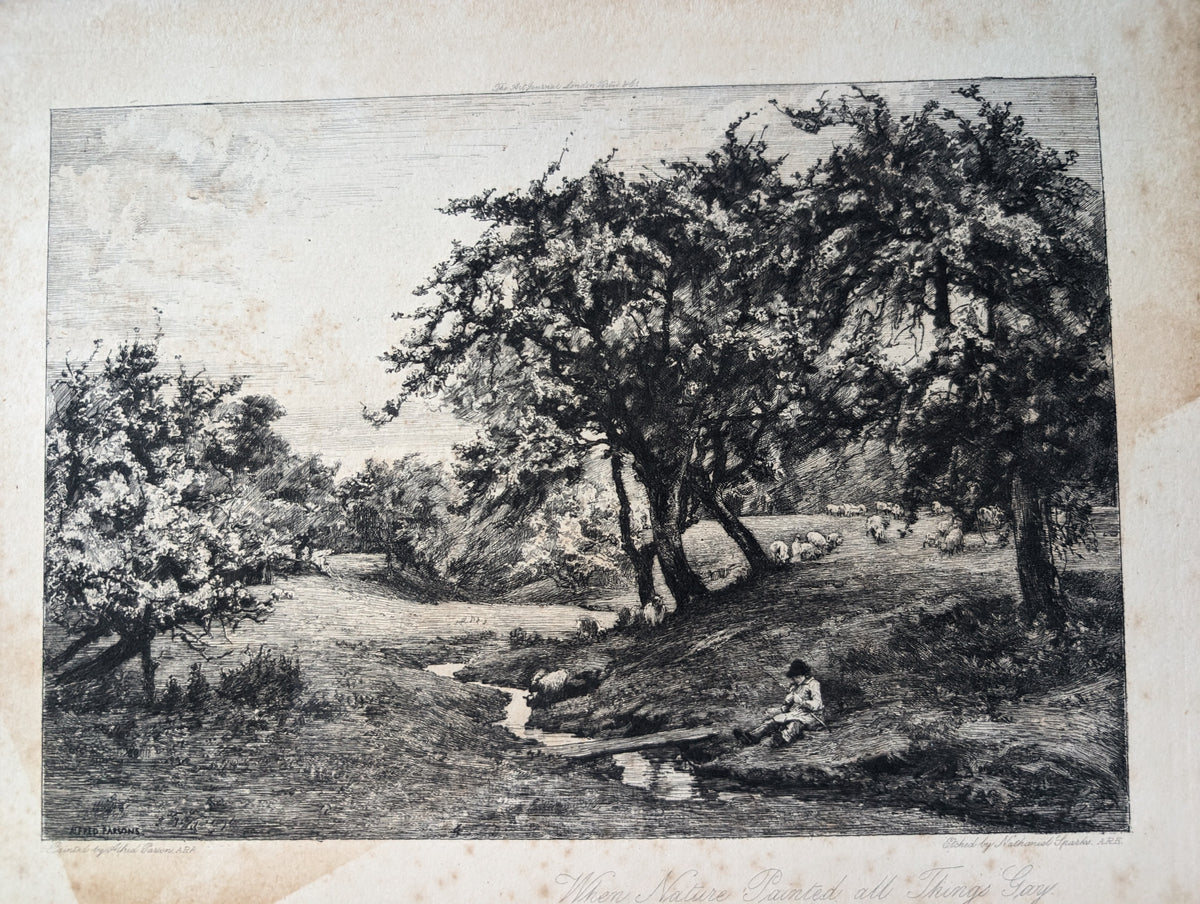 Antique "When Nature Painted All Things Gay" by Alfred Parsons Print - Unframed