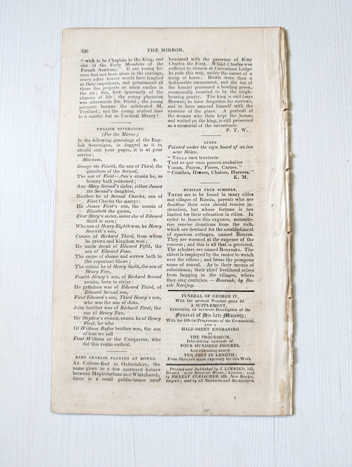 The Mirror of Literature, Amusement, and Instruction No. 444 - July 31, 1830