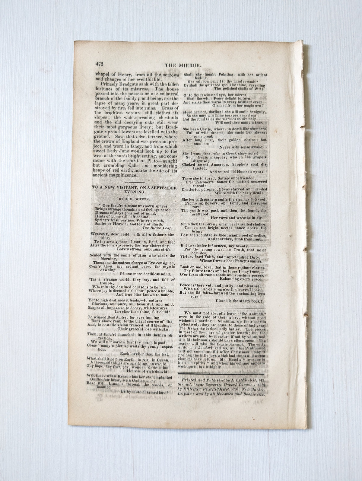 The Mirror of Literature, Amusement, and Instruction No. 466 - 1830