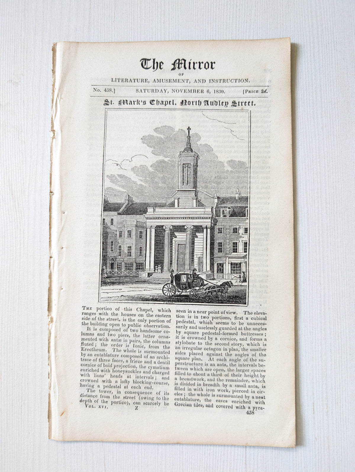 The Mirror of Literature, Amusement, and Instruction No. 458 - November 6, 1830