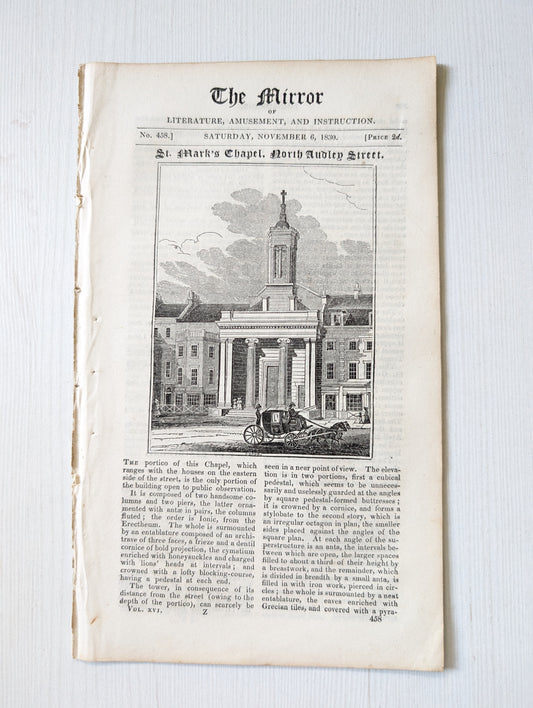 The Mirror of Literature, Amusement, and Instruction No. 458 - November 6, 1830