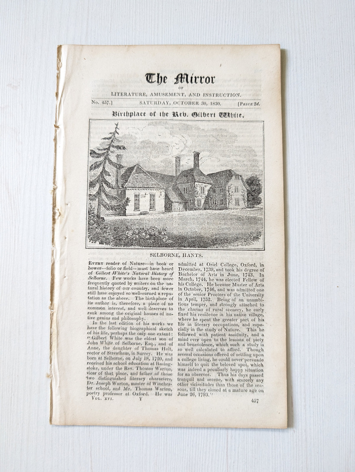 The Mirror of Literature, Amusement, and Instruction No. 457 - October 30, 1830