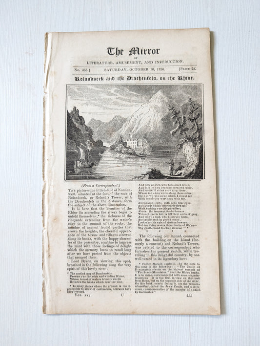 The Mirror of Literature, Amusement, and Instruction No. 455 - October 16, 1830