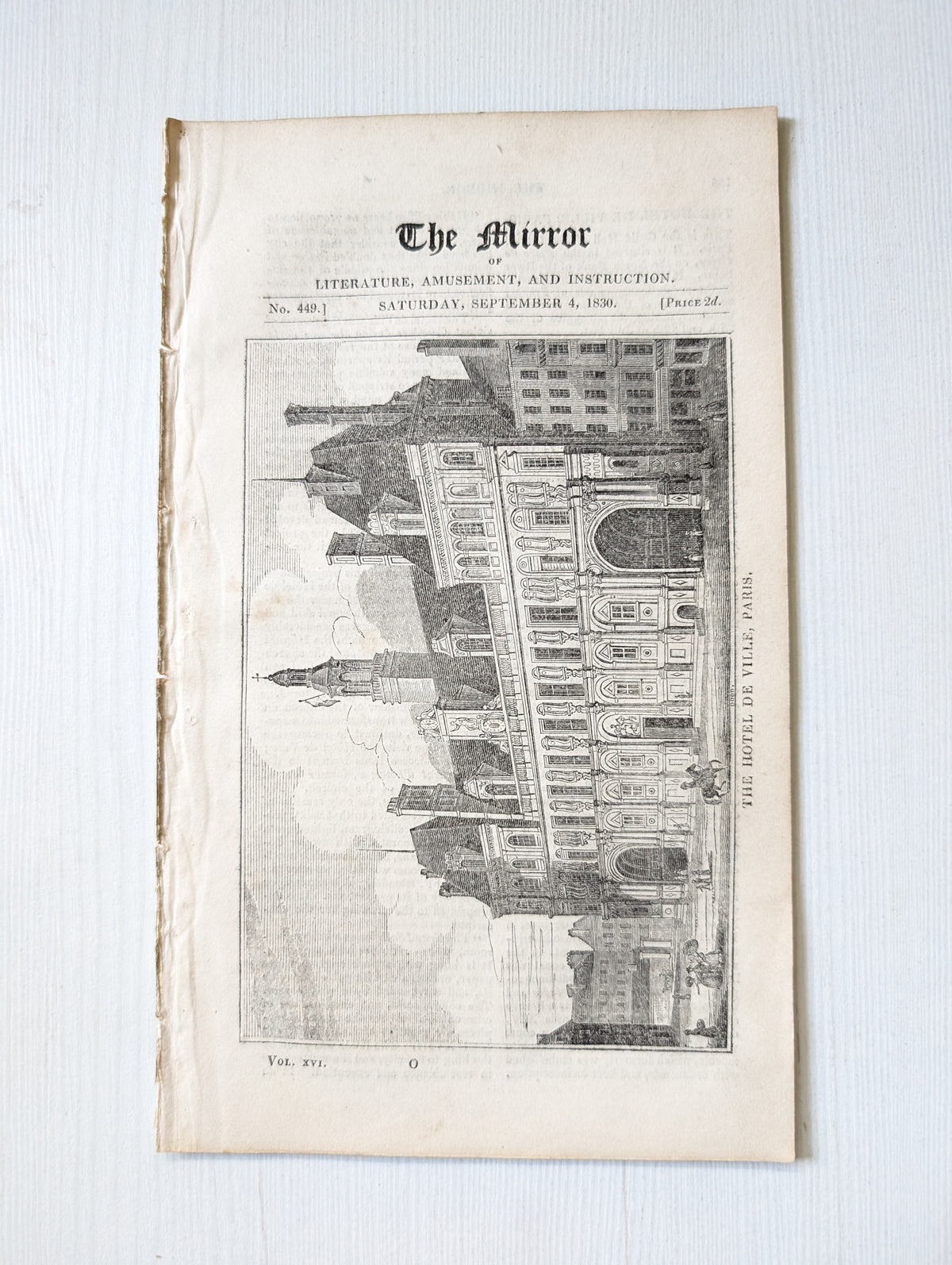 The Mirror of Literature, Amusement, and Instruction No. 449 - 1830