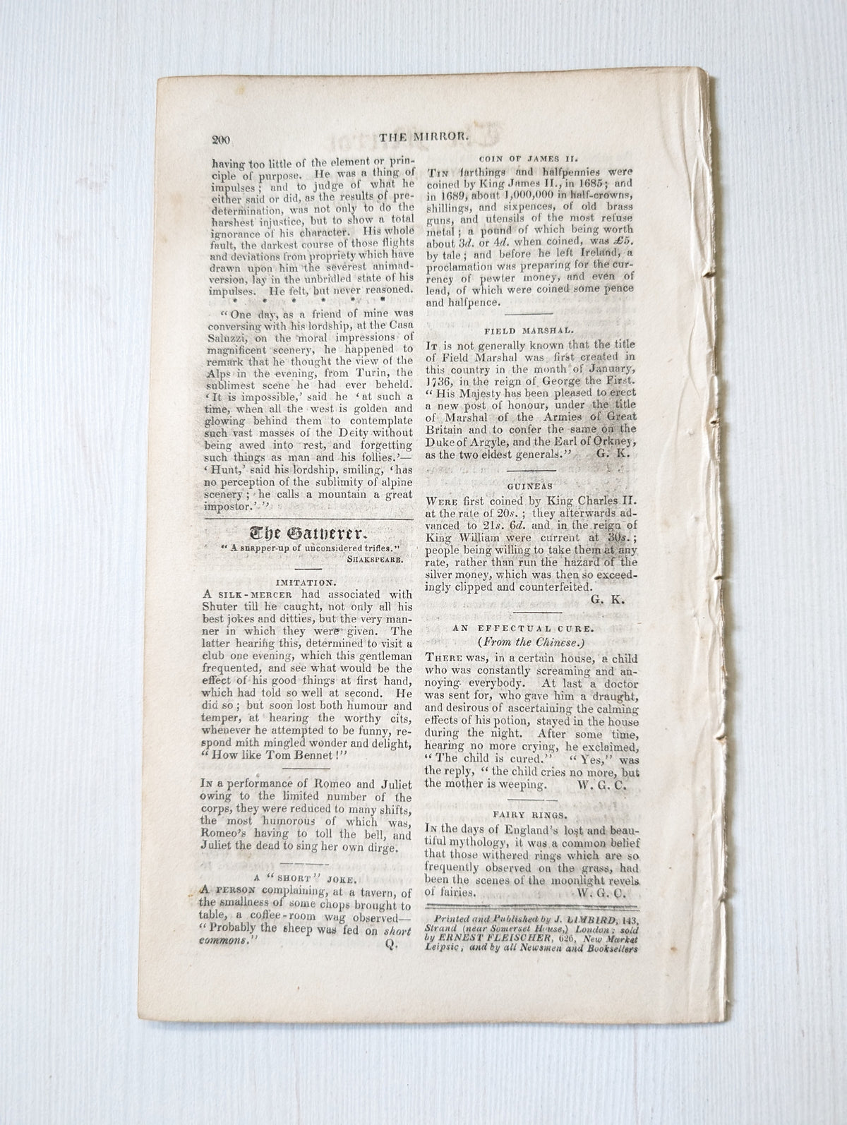 The Mirror of Literature, Amusement, and Instruction No. 449 - 1830