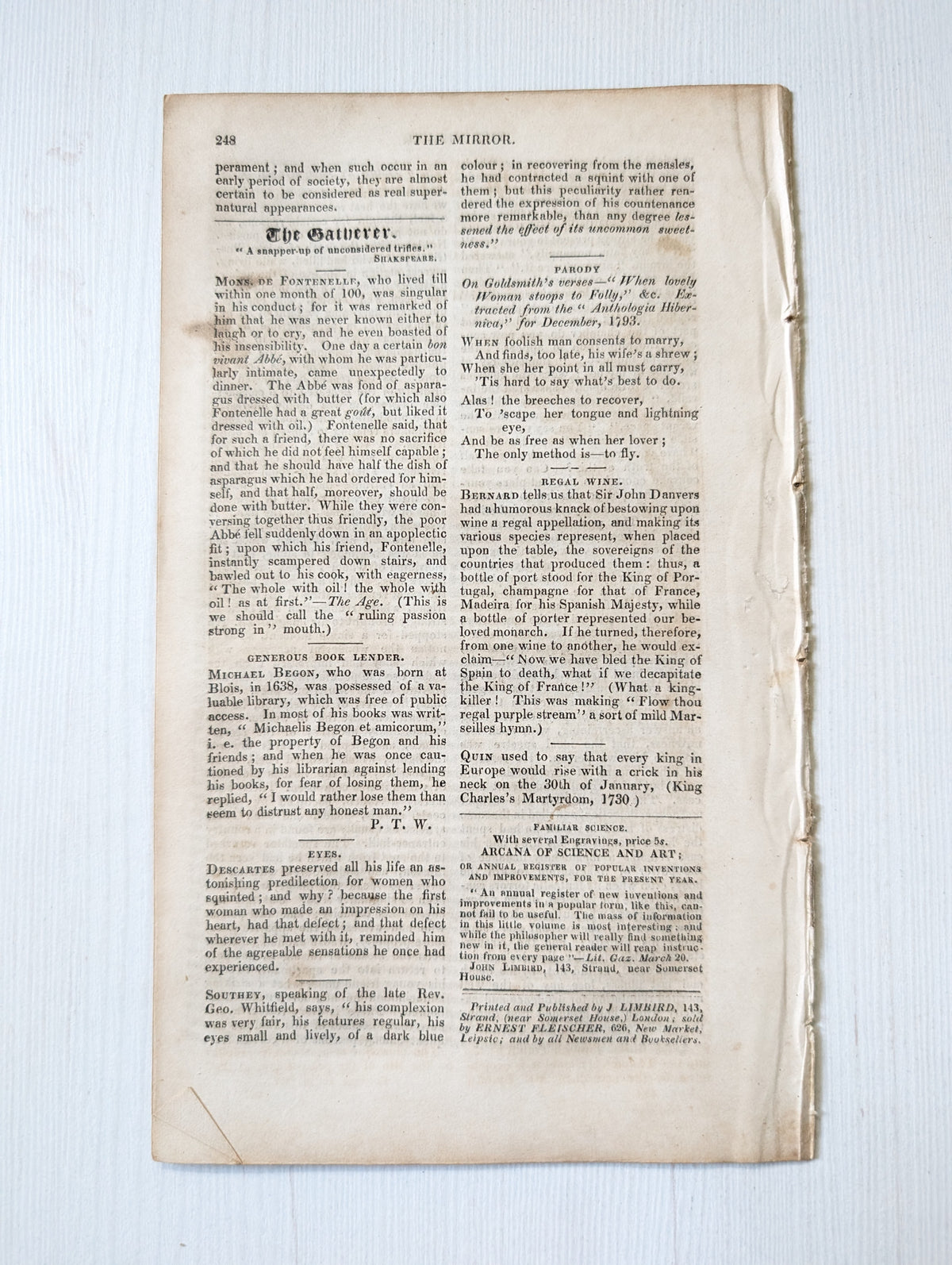 The Mirror of Literature, Amusement, and Instruction No. 452 - 1830