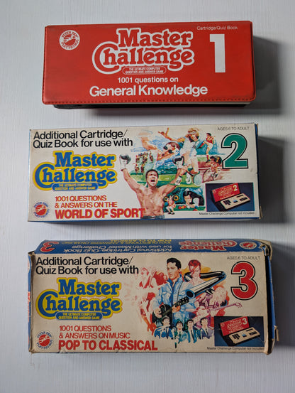 Vintage Master Challenge Cartridge/Quiz Books 1, 2 + 3 - 1980s, Tested/Working