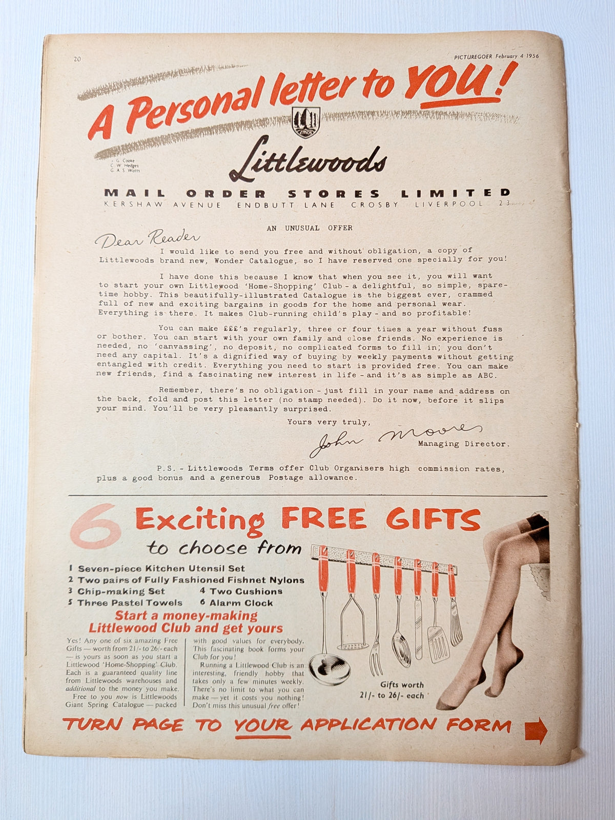 Picturegoer Magazine February 4, 1956 - Lita Baron Cover