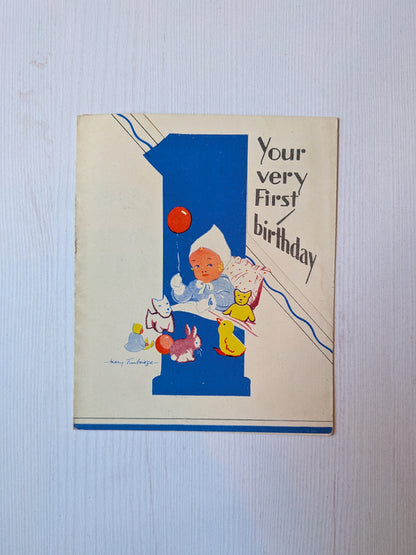 Vintage Baby's 1st Birthday "Your Very First Birthday" Card - 1950s Approx