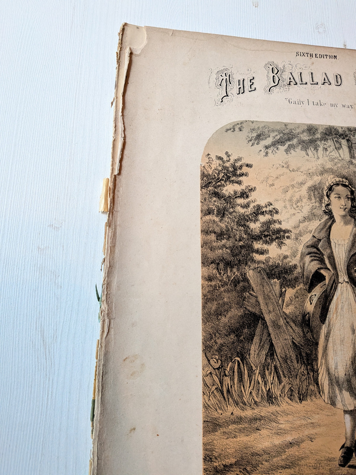 Antique Victorian Sheet Music - "The Ballad Singer" - 1860 - John Shepherd