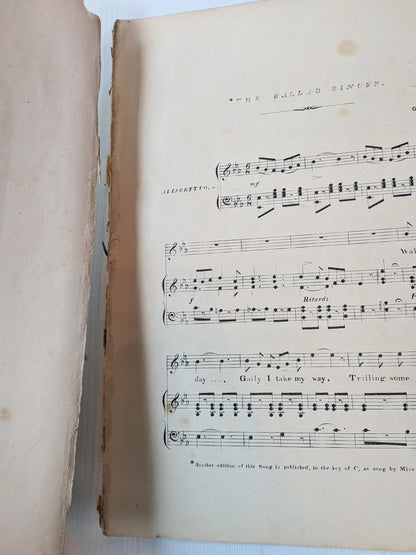 Antique Victorian Sheet Music - "The Ballad Singer" - 1860 - John Shepherd
