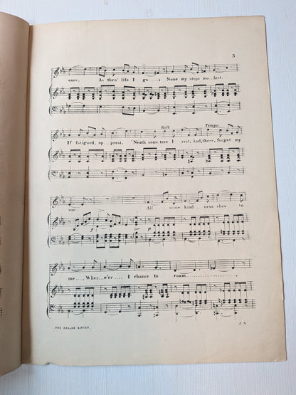 Antique Victorian Sheet Music - "The Ballad Singer" - 1860 - John Shepherd