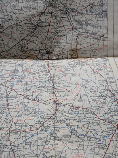 Vintage Motoring and Hiking Map Section J - 1940s Approx