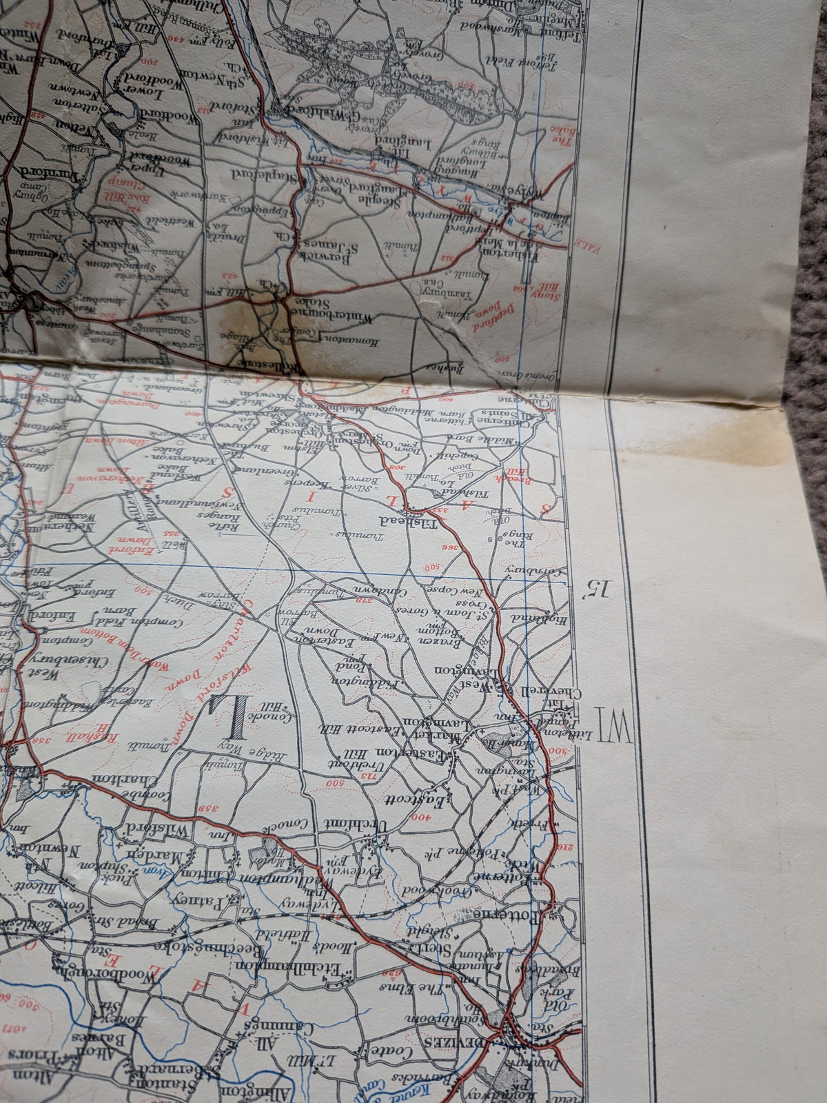 Vintage Motoring and Hiking Map Section J - 1940s Approx