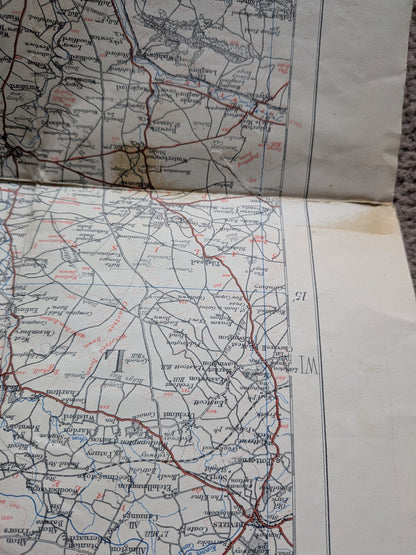 Vintage Motoring and Hiking Map Section J - 1940s Approx