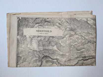 Antique Ordnance Survey Sheffield - Division of Borough Zincographed Map - 1885