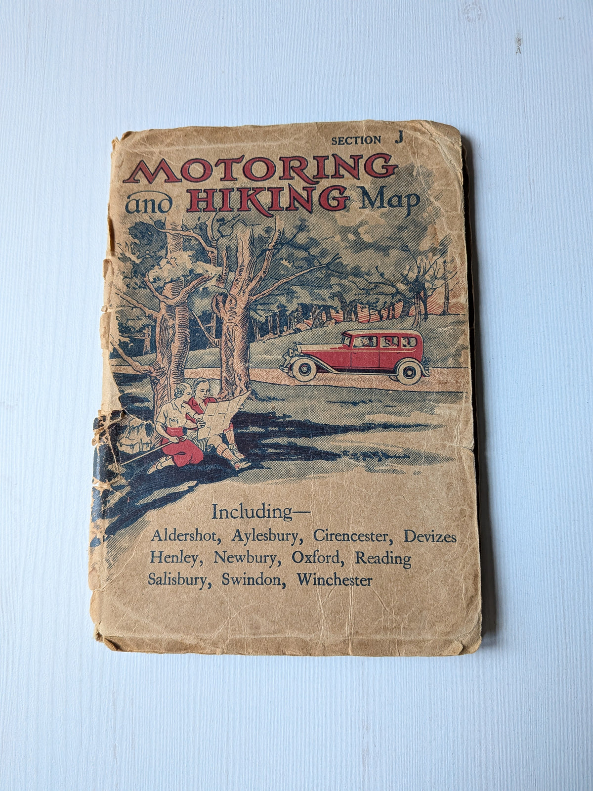 Vintage Motoring and Hiking Map Section J - 1940s Approx