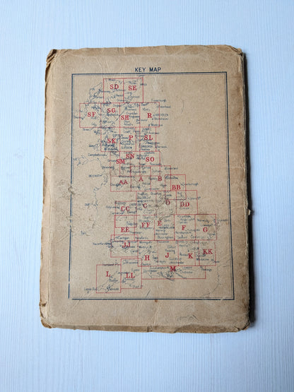 Vintage Motoring and Hiking Map Section J - 1940s Approx