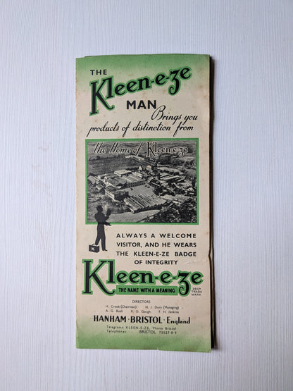 Vintage Kleen-e-ze Promotional Leaflet - 1953