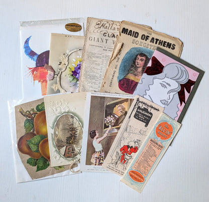 Antique and Vintage Paper Ephemera Bundle - x10 Pieces For Scrapbooking/Crafts #8