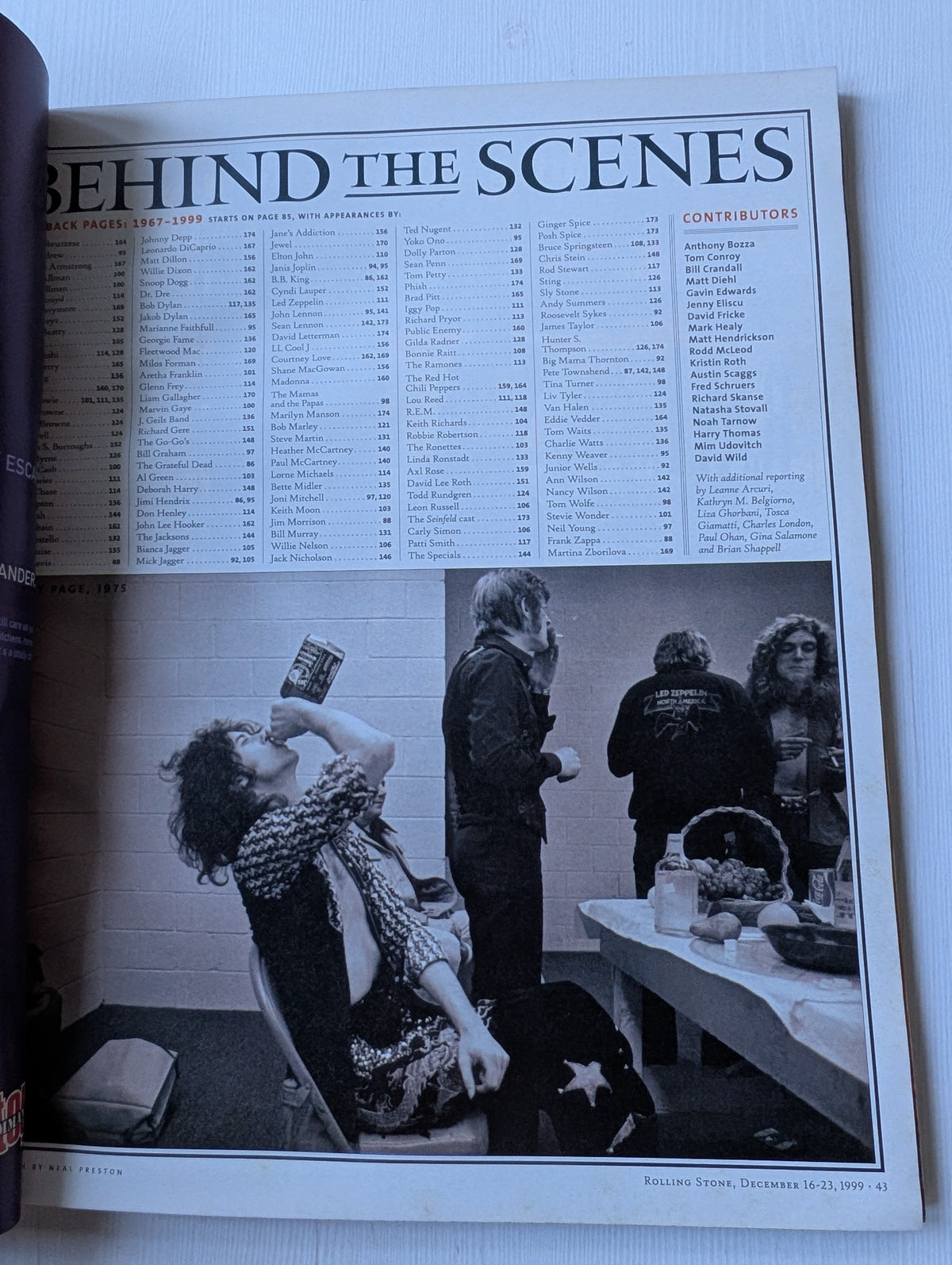 Rolling Stone Magazine Special Behind The Scenes Photo Issue - December 1999