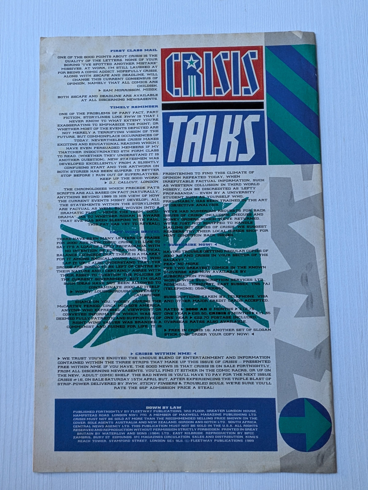 2000 AD Presents: Crisis #15 - 14th April 1989