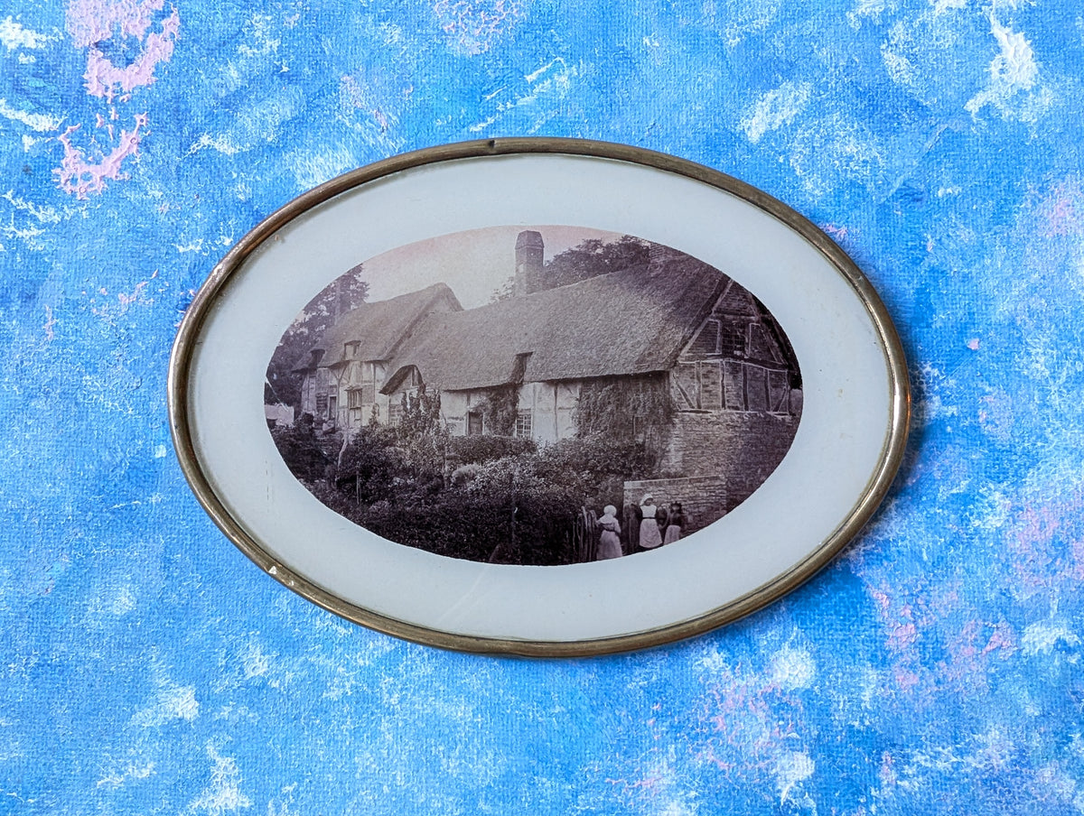 Vintage Anne Hathaway's (William Shakespeare's Wife) Cottage Oval Framed Photo