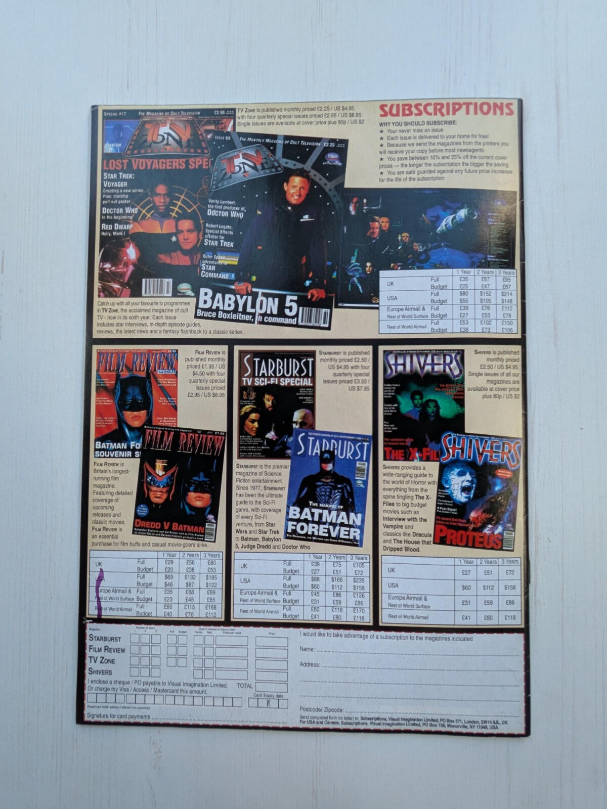 TV Zone Special #18 September 1995, Psi-Fi Special, Babylon 5/X-Files/Doctor Who