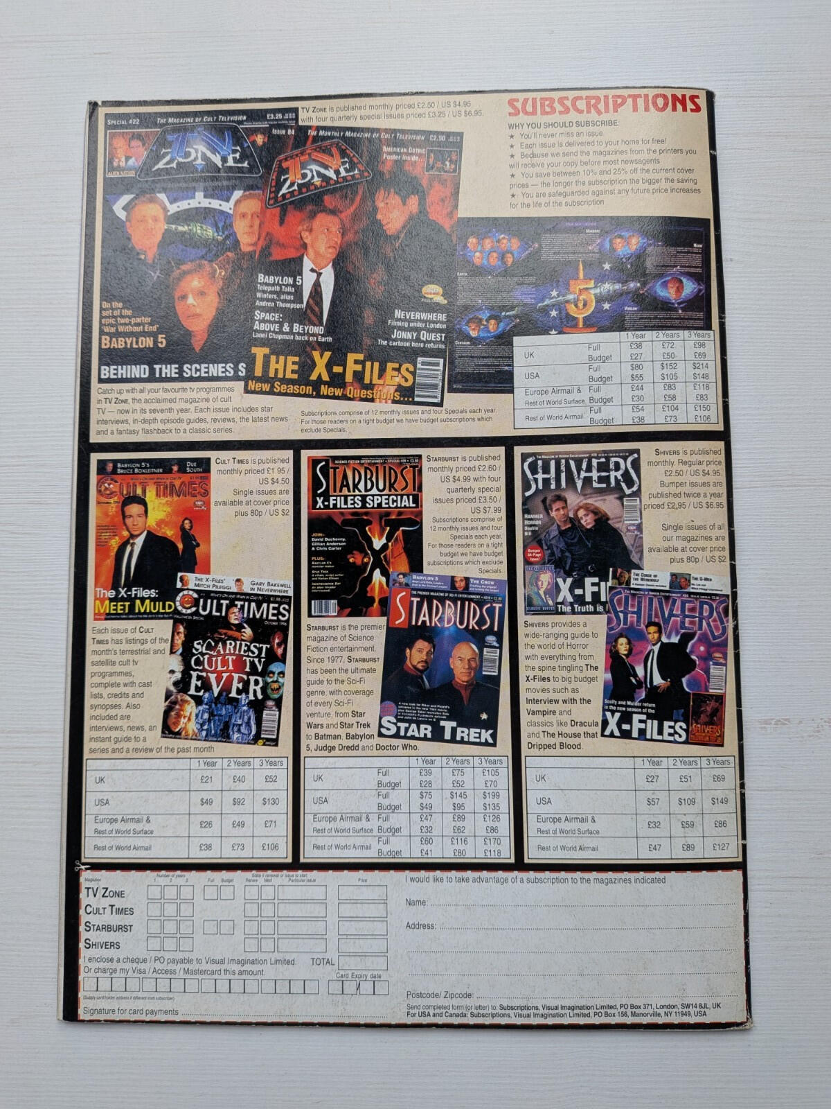 TV Zone Special #23 December 1996 - Yearbook Special, Babylon 5/The X Files/More