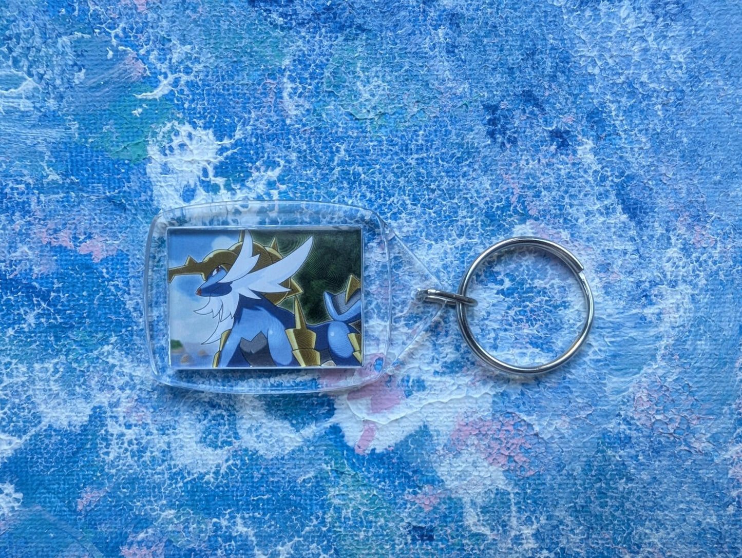 Hand-Crafted Samurott Keyring - Made From Recycled Pokemon Cards