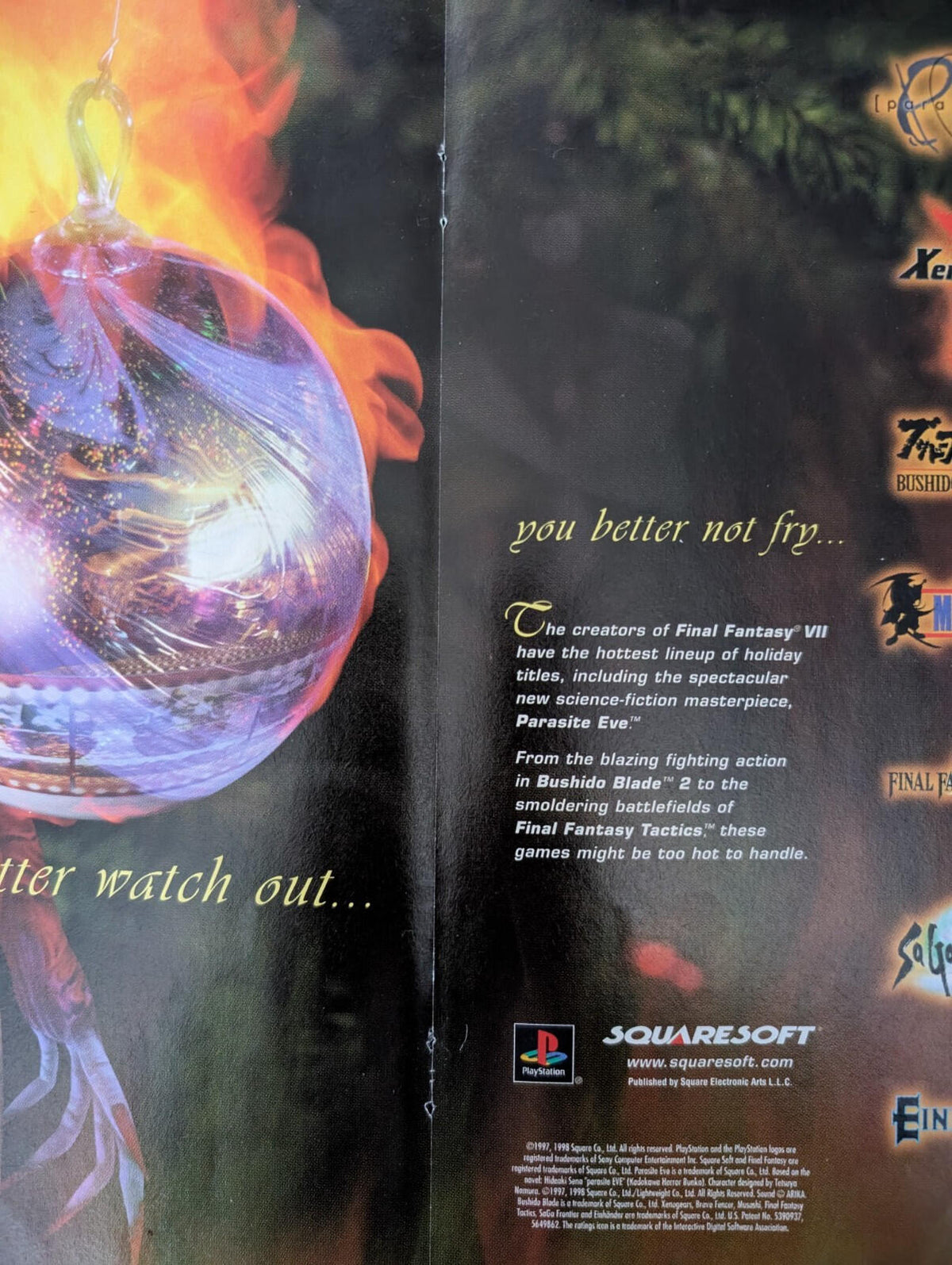 Squaresoft JRPGs 1998 Playstation Games Advertisement - See Details